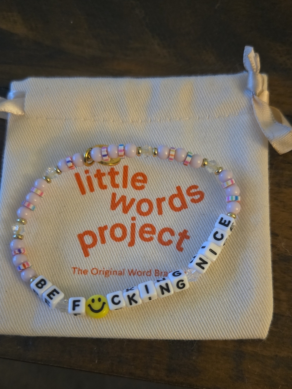 LITTLE WORDS PROJECT Beaded 'Be F* Nice'  Bracelet